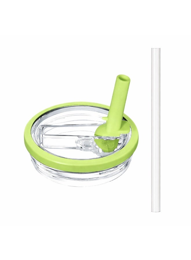 غطاء كوب مانع للتسريب – قطعة واحدة – بفتحتين للشرب، تصميم مريح وسهل الاستخدام، لون أخضر شفاف، مناسب للمشروبات الساخنة والباردة - Image 1